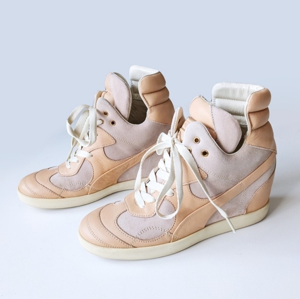 Alexander McQueen X Puma Women's Pink Ofeya Hidden Wedge High Fashion Trainers 7